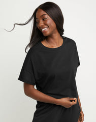 Hanes Originals Women's Cotton Boxy T-Shirt, Rolled Short Sleeves