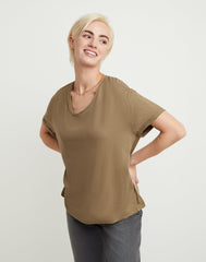 Hanes Originals Women's Cotton T-Shirt, Raw Edge V-Neck