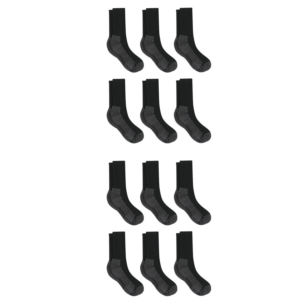 Hanes Work Men's Socks Pack, 12-Pack, Cushioned Moisture-Wicking Odor-Control Socks