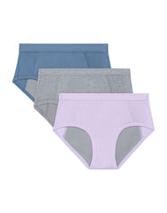 Hanes Confident Nights Girls' Overnight Underwear, 3-Pack, Light & Moderate Leaks, Grey Multi