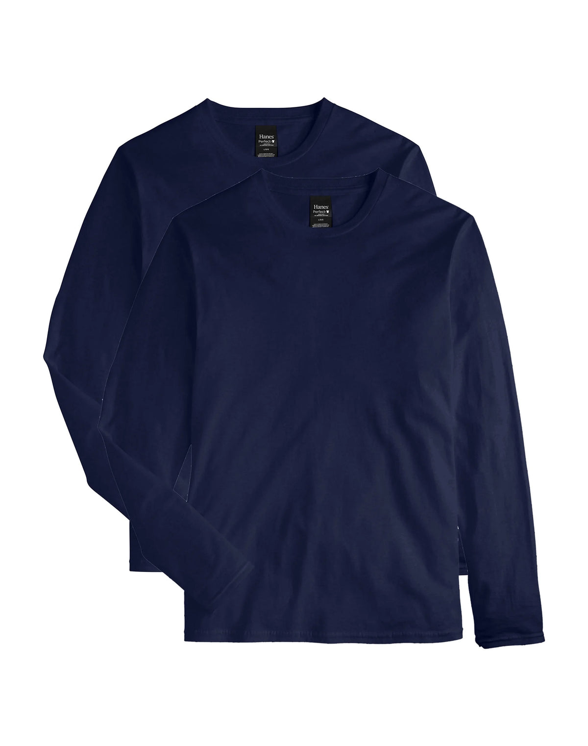 Hanes Perfect-T Men's Long Sleeve Cotton T-Shirt, Value 2-Pack