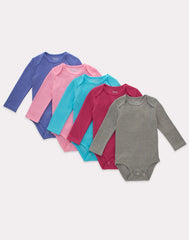 Hanes Flexy Baby Knit Long Sleeve Bodysuits, 4-Way Stretch, Boys & Girls, 5-Pack