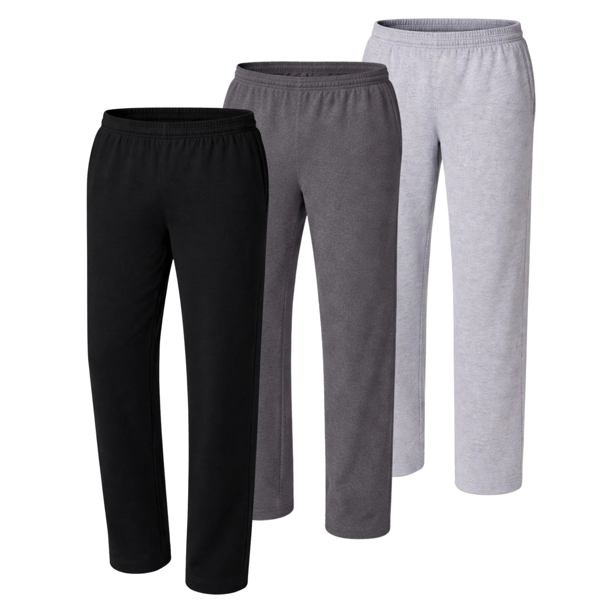 Hanes Essentials Men's Midweight Cotton Jersey Sweatpants Pack - 3-Pack - Open Bottom - Pockets - 32"
