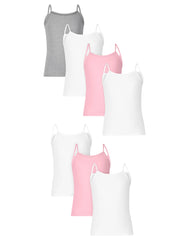 Hanes Girls' Tank Top Cami Pack, 7-Pack, Breathable Cotton Blend Tank