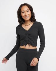 Hanes Originals Women's Rib Shirred Crop Top