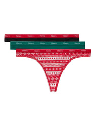 Hanes Originals Women's Stretch Cotton Thong Panty, Holiday 3-Pack