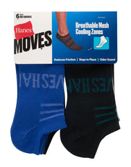 Hanes Moves Breathable Mesh Men's No Show Socks, Shoe Sizes 6-12, 6-Pairs