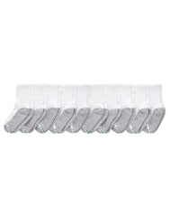 Hanes Boy's Uniform Crew Socks Pack, 10-Pack, Moisture-Wicking, Cushioned