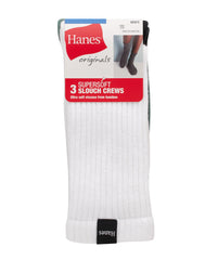 Hanes Originals Men's Crew Socks Pack, 3 Pairs, SuperSoft Slouch