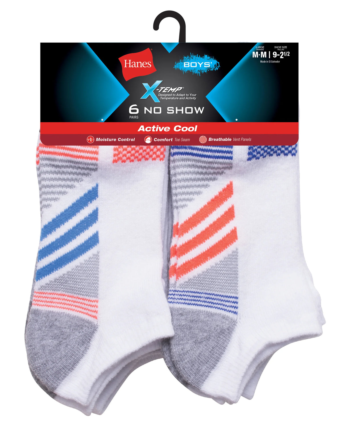 Hanes Boys' X-Temp Active Cool No Show 6-Pack