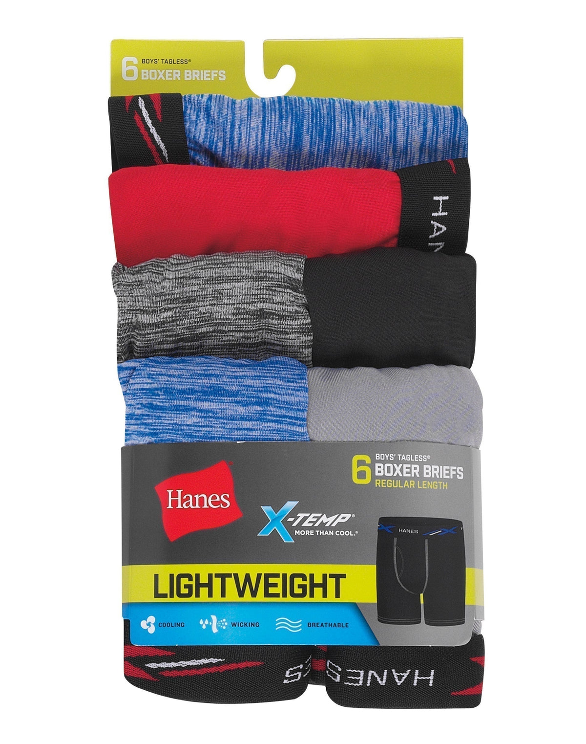 Hanes X-Temp Boys' Lightweight Boxer Briefs, Assorted, 6-Pack