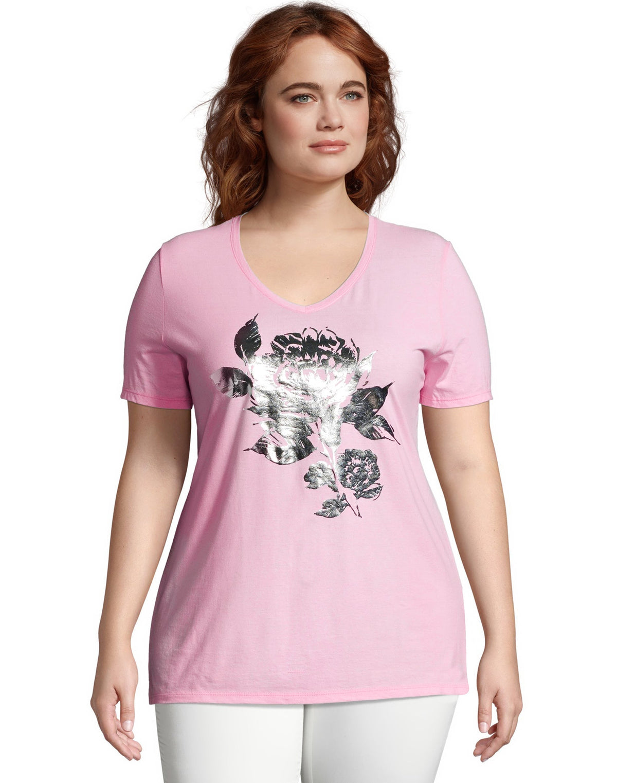 Hanes Just My Size Women's Graphic T-Shirt, Simple Floral (Plus Size)