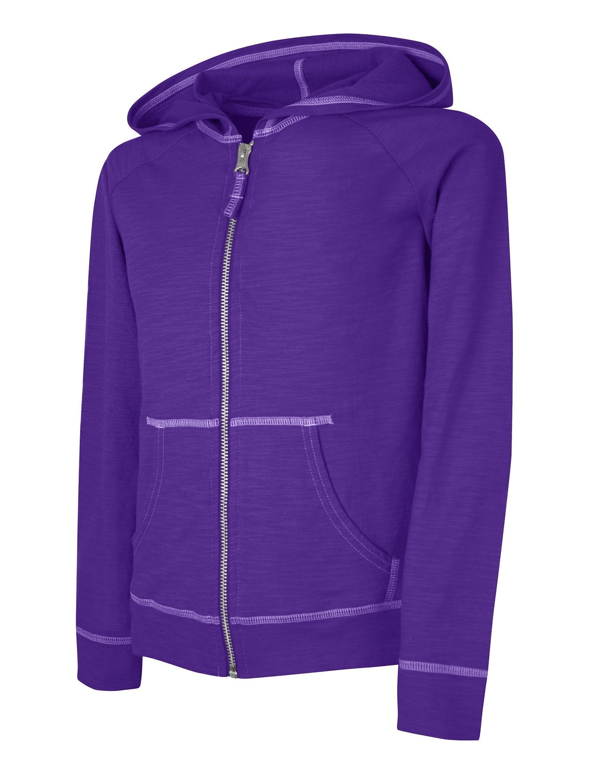 Hanes Girls' Slub Jersey Full-Zip Hoodie