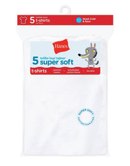 Hanes Toddler Boys' Crew Undershirt, White, 5-Pack
